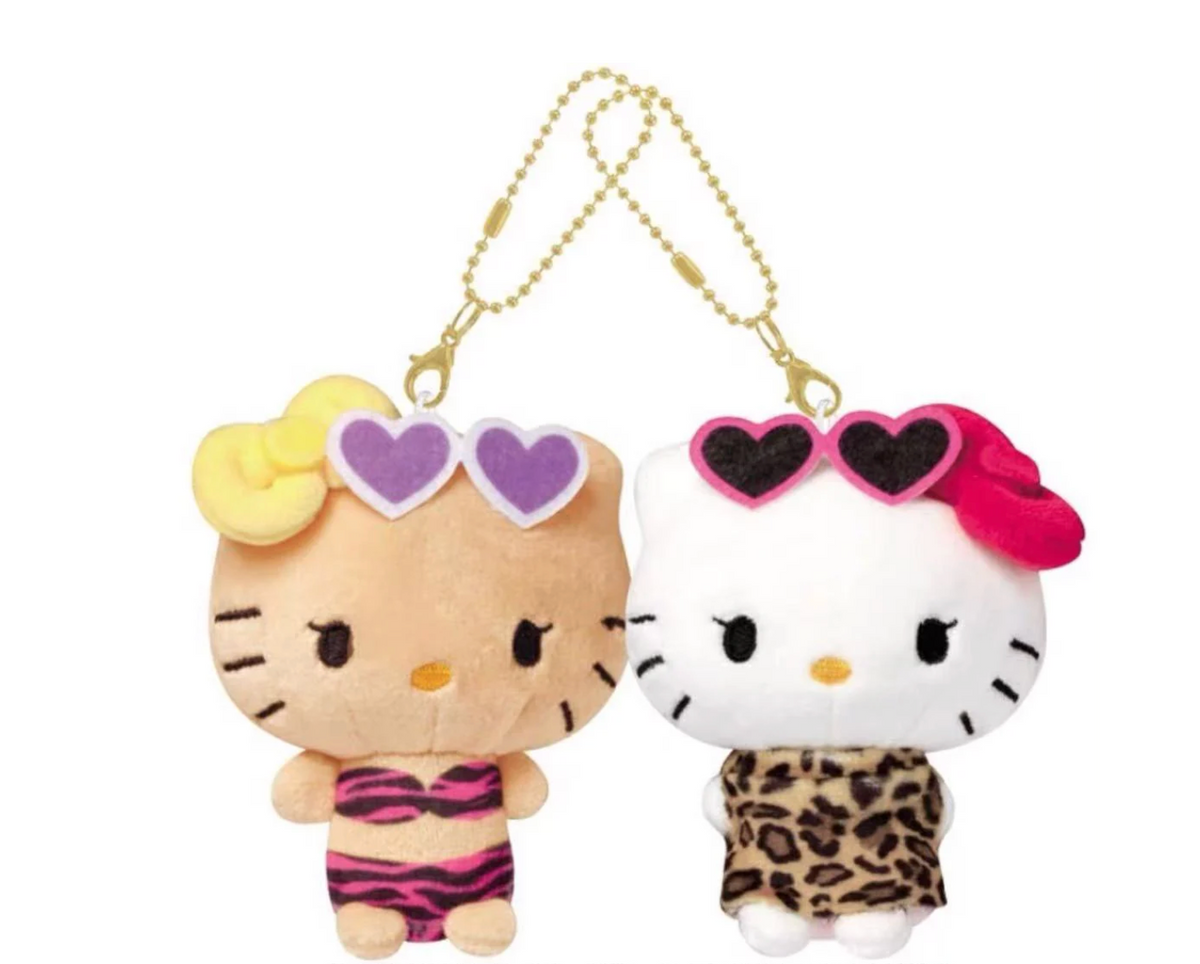 Hello Kitty & Mimmy Plush Keychain Small | Zebra & Leopard Print