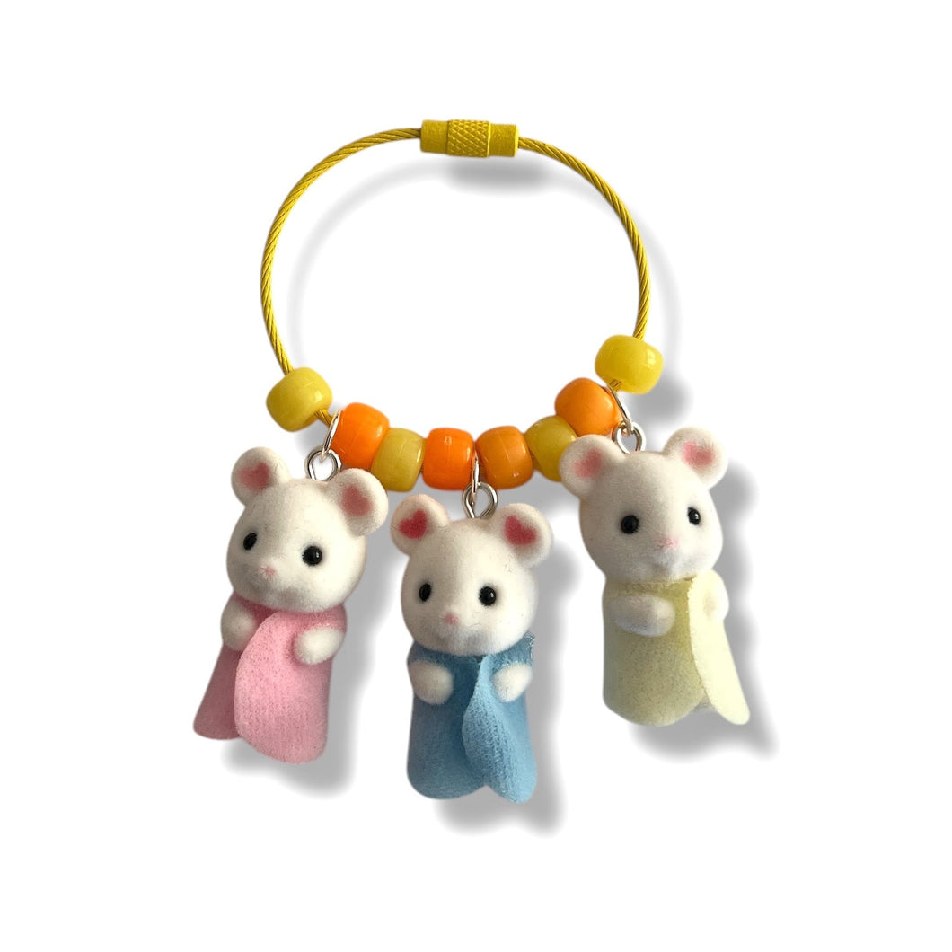 Triplet Mouse Keychain Bag Charm | Yellow