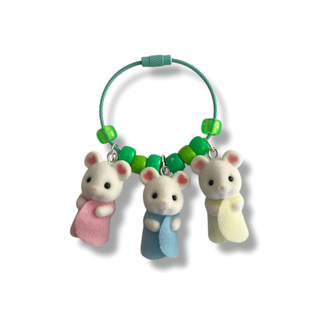 Triplet Mouse Keychain Bag Charm | Green