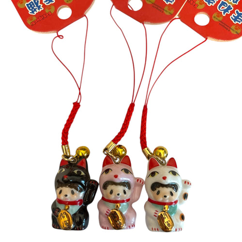 Monchichi Lucky Cat Ceramic Charm