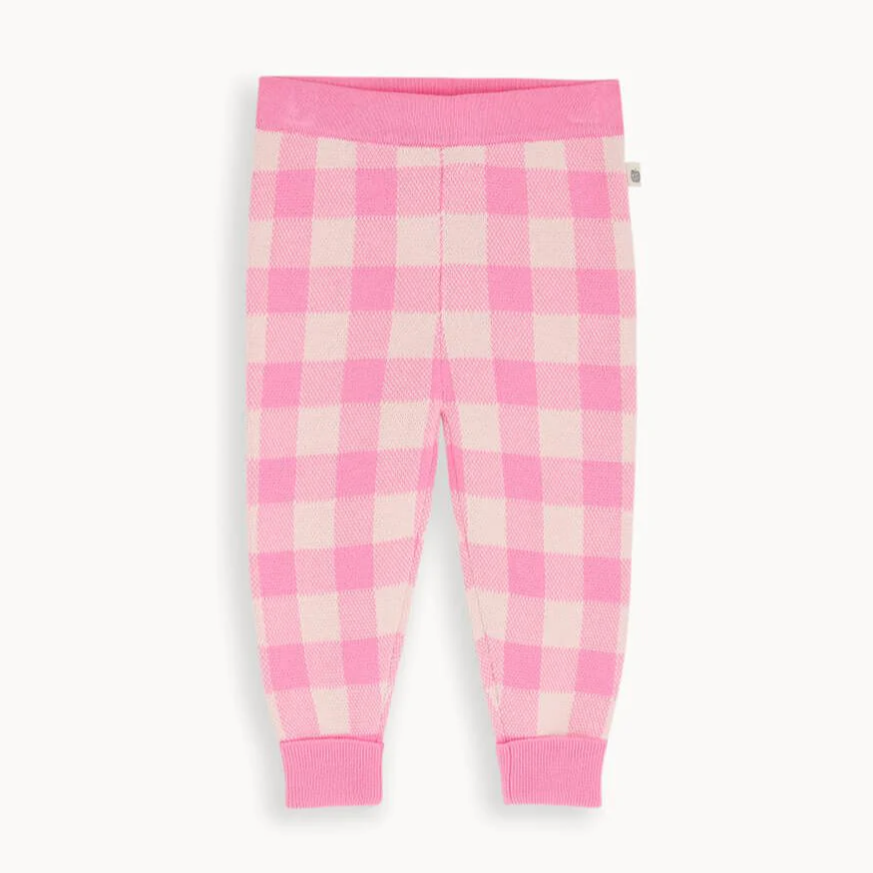 Marbles Check Jaquard Knit Trouser | Pink