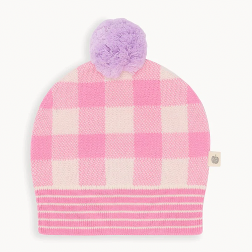 Mikado Check Jaquard Knit Hat | Pink