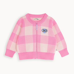 Minto Check Jaquard Knit Cardigan | Pink