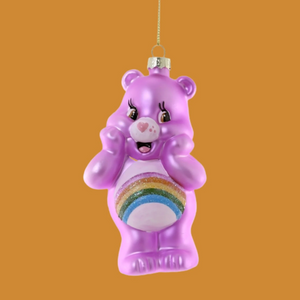 Rainbow Bear Glass Ornament