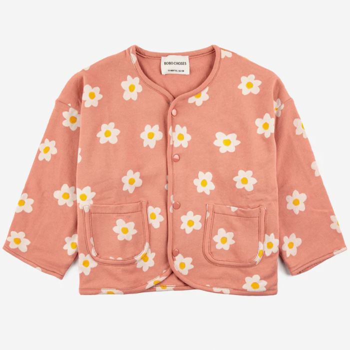 Little Flower All Over Buttoned Baby Sweatshirt