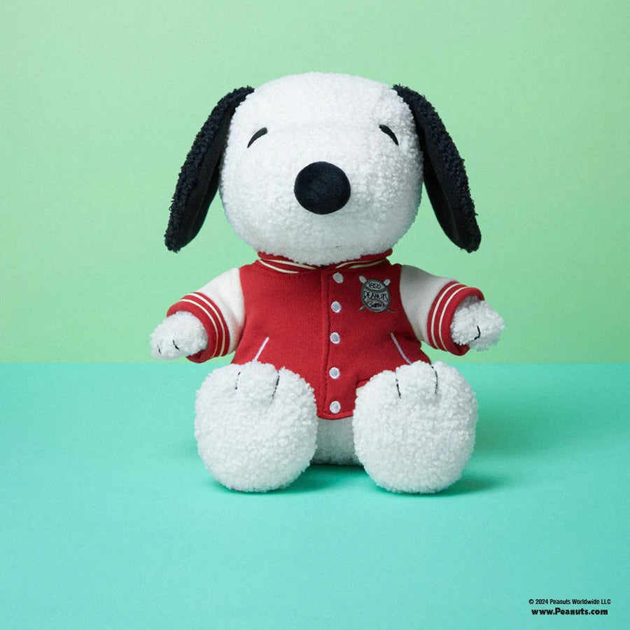 Snoopy Sitting with Varsity Jacket