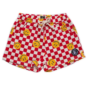 Smiley Checkered Short | Red