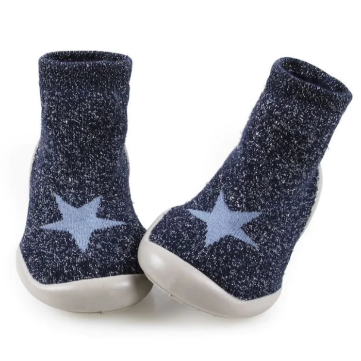 Glitter With Star Sock Slipper| Navy