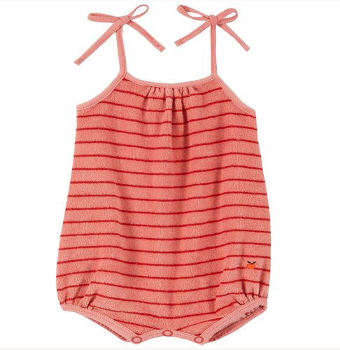 Red and Pink Stripped Terry Baby Jumpsuit